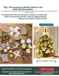 Gold and white 22-piece Christmas tree ornament set with LED lights and pinecones