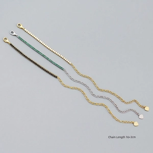 Luxurious S925 silver tennis chain bracelet with colorful zircon and heart charm