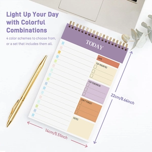 Minimalist spiral daily planner notebook with TO-DO list and schedule layout for office.