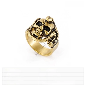 Detailed technical diagram of stainless steel snake and skull ring showing 23mm width