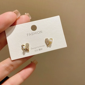 Heart Shaped Artificial Pearl Earrings With 925 Sterling Silver Earring Post Micro Pave Cubic Zirconia Minimalist Elegant Jewelry For Women