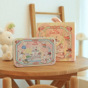 Christmas bunny tin candy box with matching gift bag for snacks and holiday gifts