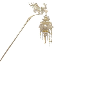 Épingle à cheveux phénix dorée avec glands et perles de style chinois traditionnel