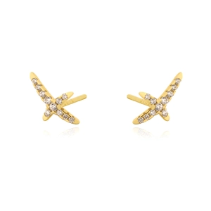 Geometric X Shape Stud Earrings 925 Sterling Silver Zircon Inlaid Trendy Unique Ear Bone Jewelry For Men And Women
