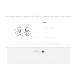 Detailed dimensions and alloy material specs of butterfly earrings with silver pins