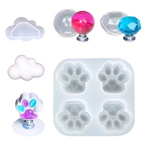DIY silicone resin molds for cabinet handles in cloud, diamond, and cat paw shapes