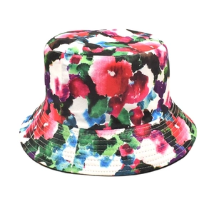 Fashionable tie-dye bucket hat with colorful floral print for outdoor sun protection