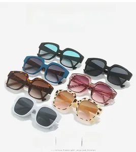 Set of six colorful oversized square sunglasses in black, blue, pink and tortoiseshell