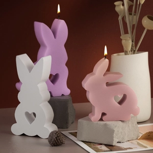 Hasen-Silikonform-Set mit Herzdesign für Osterkerzen und Harz-Bastelarbeiten