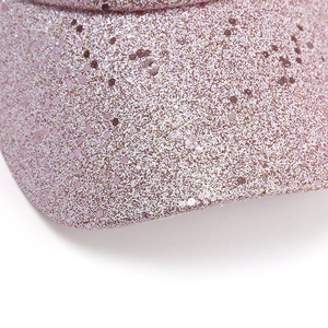 Pink sequin baseball cap with shiny metallic glitter texture and breathable mesh material
