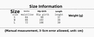 Size chart for women's knitted set including waist, hip, and length measurements in cm