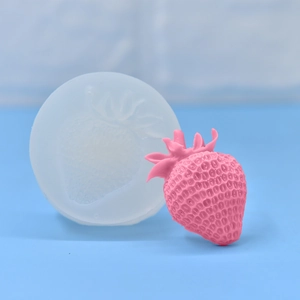 Stampo in silicone a fragola per sapone e candele fai-da-te con dettagli realistici rosa