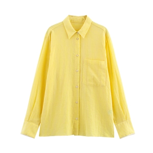 Camicia Da Donna A Maniche Lunghe A Righe Con Risvolto Bottoni Vestibilità Morbida Top Casual Con Tasca Sul Petto