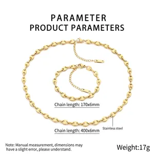 Paramètres détaillés du coffret bijoux chaîne nez de cochon en acier plaqué or 18 carats