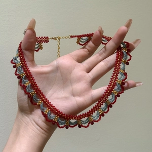 Collier Choker En Cristal Tissé À La Main Rouge Ancora Vintage Pour Femmes Chaîne De Clavicule Réglable Design Bohème