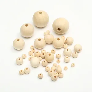 Natural Round Wood Beads Unfinished Smooth Surface Pre Drilled For DIY Jewelry Making And Craft Projects