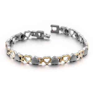 Bracciale Per Magnetoterapia A Forma Di Cuore Acciaio Inossidabile Titanio Bicolor Oro Argento Gioielli Per La Salute Per Donna Regalo