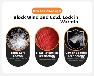 Detail der Graphen-Wärmeisolierung und Daunenschutz-Naht an der Herren-Winterjacke