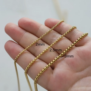Fashion gold stainless steel box chain necklaces in 2mm 2.5mm and 3mm width