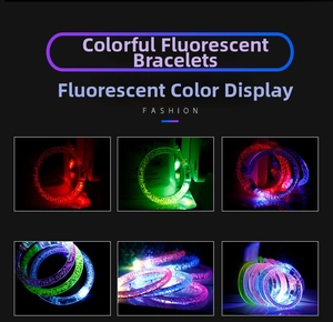 Detailed view of LED glow bracelets with inner bubbles in assorted vibrant colors