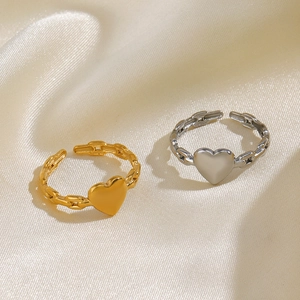 Minimalistische Herzringe aus 18K Gold und Silber Edelstahl mit Kettenstruktur