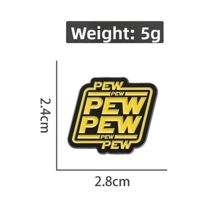Detailed size chart of PEW enamel brooch with 2.4cm height and 2.8cm width dimensions