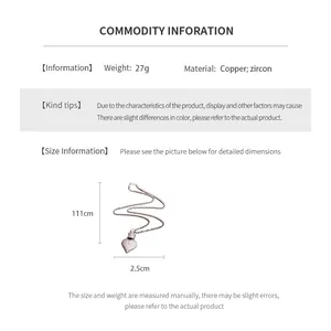 Size chart for heart pendant necklace showing 111cm length and 27g weight details