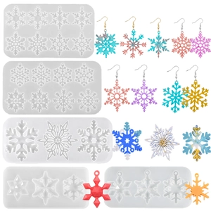 Christmas Snowflake Gingerbread Man Tree Silicone Mold For DIY Resin Casting Jewelry Making Baking Tool