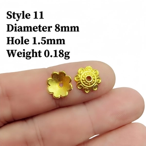 8mm golden hollow flower bead cap for DIY jewelry with size and weight specifications