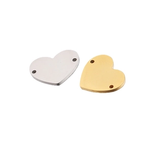 Mirror polished stainless steel heart pendants with double holes for DIY jewelry