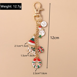 Detailed view of Christmas keychain with dimensions and weight info for various pendants