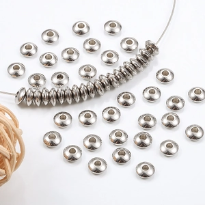 Polished silver stainless steel saucer spacer beads for DIY punk jewelry making