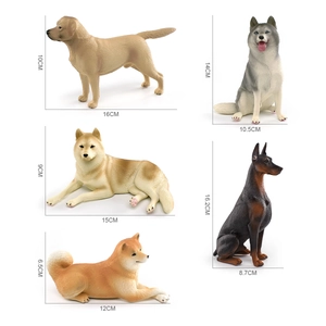 Set of five realistic dog models including Labrador and Husky on a white background