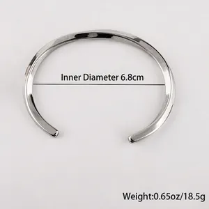 Polished stainless steel C-shaped twisted diamond open bracelet with 6.8cm inner diameter