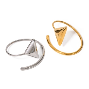 Minimalist 18k gold and silver stainless steel triangle open bangles for women