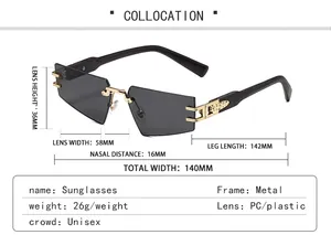 Tableau des tailles détaillé pour lunettes de soleil sans monture en métal et branches en bois