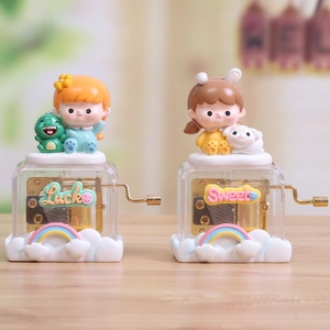 Boîtes à musique à manivelle pour filles avec motifs de dinosaure et lapin, cadeau idéal