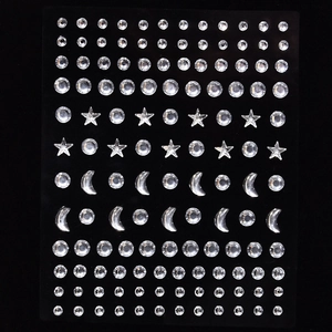 Self-adhesive crystal stickers set with stars and moon shapes for eye and nail art