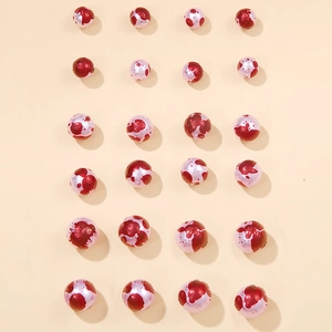 Creepy Christmas faux pearl earrings with red blood splatter design for party costumes