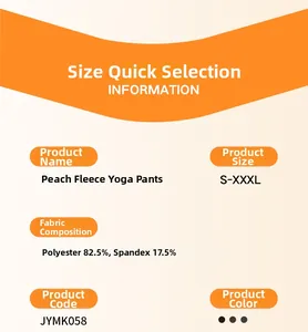 Detailed size chart and fabric composition for fleece-lined high-waist yoga leggings
