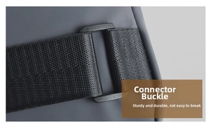 Detailed macro view of the heavy-duty nylon shoulder strap connector and durable stitching
