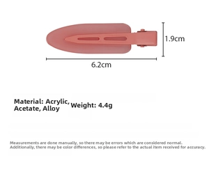 Dimensioni dettagliate della molletta opaca che mostra 6,2 cm di lunghezza e 1,9 cm di larghezza