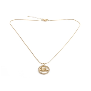Gold-plated cloud necklace with micro-pave zircon crystals and an auspicious pattern
