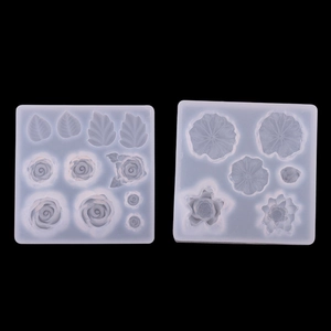 Macro view of transparent silicone molds for DIY floral and lotus resin jewelry making