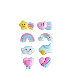 8pcs mini resin hair clip accessories set with clouds rainbows stars and hearts