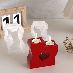 Set di stampi in silicone per portacandele a forma di cuore a S per decorazioni in gesso