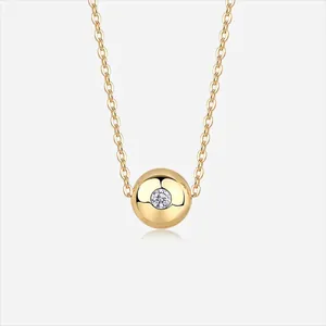 925 Sterling Silver Moissanite Necklace Gold Plated Geometric Pendant Layered Flash O-Chain For Women Light Luxury Jewelry