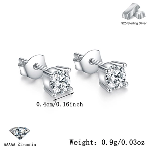 Macro view of 0.4cm S925 sterling silver four-claw stud earrings with AAAAA zircon stones