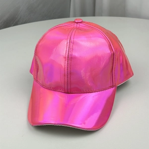 Casquette de baseball laser rose métallisé en cuir PU réfléchissant pour un look tendance