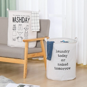 Laundry Basket Foldable Cotton Linen Storage Bin With Handles Waterproof Large Capacity Toy Organizer Clothes Hamper